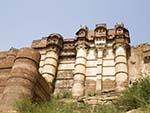 Imposing thick walls of Mehrangarh Fort