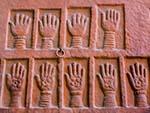 Sati (self-immolation) marks of royal widows who threw themselves on their maharajas funeral pyres