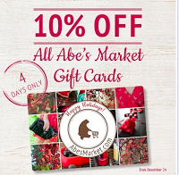 Last Minute Gift Deals: Gilt $10 for Every $50 E-Gift Card, 10% off Abe's Market Gift Cards, and $19 for Spicely Organic Spice Set ($42 Value)!