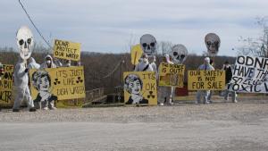 Appalachia Resist! blockades the Ginsburg Injection Well on Ladd Ridge Rd. in Athens, County Ohio. November 19, 2012