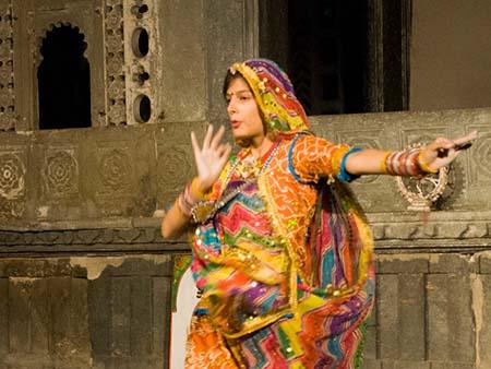 Girl dancing traditional Rajasthani dance