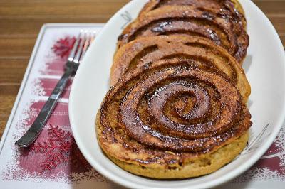 Gingerbread Cinnamon Roll Pancakes