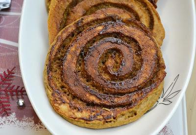 Gingerbread Cinnamon Roll Pancakes