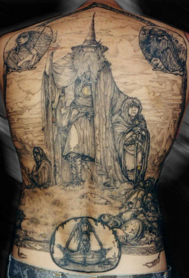 full back lotr tattoo Gigantic Lord Of The Rings Back Tattoo