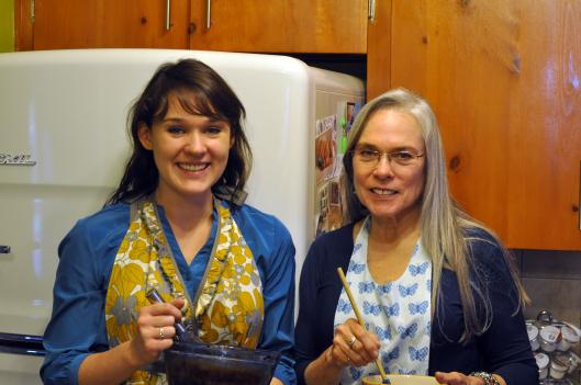 Cooking in the kitchen with mom. 