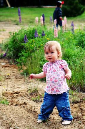 Baby Girl walking outside