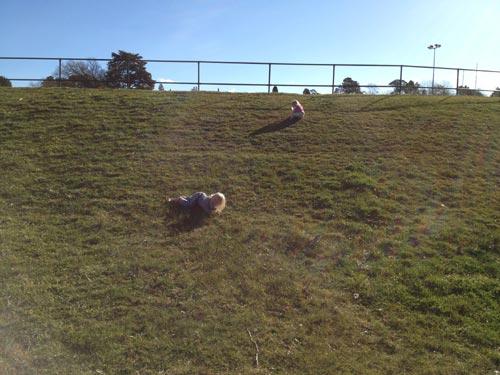 Rolling down a hill is fun!