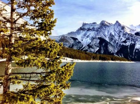 Cascade Mountain and Lake Minnewanka seen en route to Stewart Canyon in Banff National Park, Canada