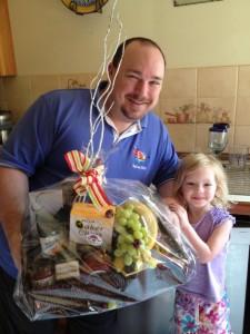 Daddy and Julia with his Interflora Hamper