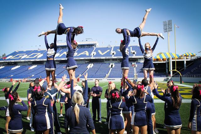 Navy Cheerleaders Meet Vice President Joe Biden