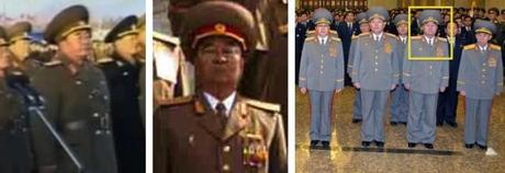 Minister of the People's Armed Forces Gen. Kim Kyong Sik attends a KPA loyalty rally on 17 December 2012 (L), poses for a commemorative photograph in 2010 (C) and visits Ku'msusan on 24 December 2012 (Photos: Rodong Sinmun and KCTV screengrab)