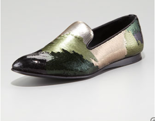 Luxe is a Battlefield:  Prada Camouflage Sequin Evening Loafer
