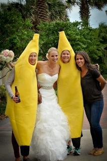 bride with costumed characters costumed characters with bride