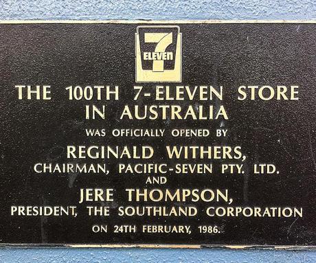 plaque signifying 100th seven eleven store in australia