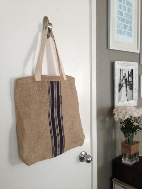 NookAndSea-Blog-West-Elm-Striped-Tote-Burlap-Blue-Stripe-French-Linen-Bag-Straps-Entry-Closet-Grey-Gray-Wall-Paint