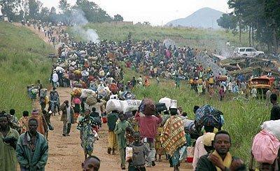 Civilians fleeing fighting in Eastern Congo