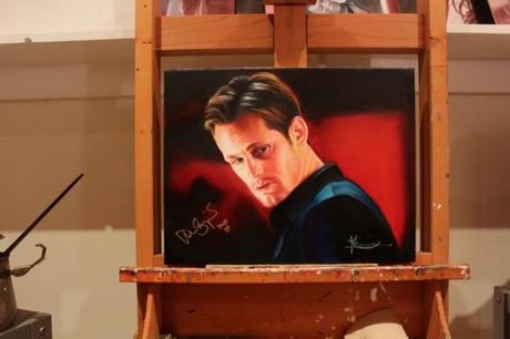 Posters of Stephen Moyer painting by Kristin Bauer now available, Alexander Skarsgård portrait to be auctioned next Alexander Skarsgård portrait by Kristin Bauer