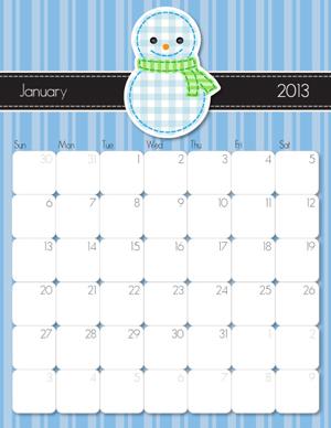 2013 january printable calendar