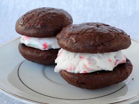 Double Chocolate Peppermint Ice Cream Cookie Sandwiches