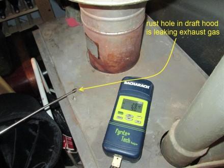 Exhaust gas leak at boiler