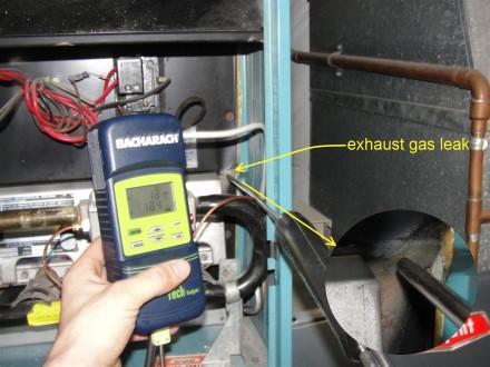 Exhaust gas leak at furnace