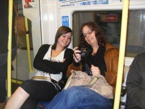 On the train to the O2 arena...this is me and my Mum! 