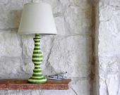 Sage Green and Cream Striped Lamp - Shade included - Table Lamp RESERVED - CarriageOakCottage