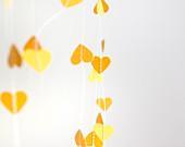 Golden Yellow Love Stitched Heart Paper Garland Bunting - JacWhippet