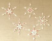 5 Glamorous Lace Crochet Snowflakes with Beads, christmas decorations -   different designs - zolayka