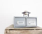 Vintage Steel Card Catalog Cabinet Industrial Chic Steel Gray Metal Office Mid Century Decor - LittleRedPolkaDots