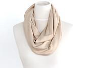 Nude Beige Chunky Infinity Circle Scarf Stretch Jersey Knit - FrolicApparel