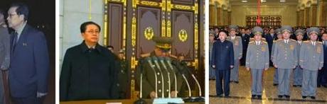 Jang Song Taek at the Ku'mususan Memorial Palace of the Sun on 17 December 2012 (L and C) and on 24 December 2012 (R) (Photos: KCTV screengrabs and Rodong Sinmun)