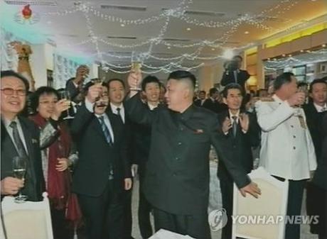 Jang Song Taek (L) attends a New Year's reception in Pyongyang on 1 January 2013 with Kim Jong Un (4th L) and the PRC Ambassador to the DPRK (3rd L) (Photo: KCNA-Yonhap)
