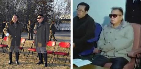 Jang Song Taek with Kim Jong Un in November 2012 and with Kim Jong Il in October 2011 (Photos: KCNA and KCTV screengrab)