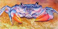 Blue crab mixed media painting