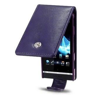 Premium Flip Leather Case for Sony Xperia U - Purple