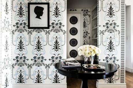 black-blue-feminine-wallpaper-art-nouveau Janet Rice home from the Lennox