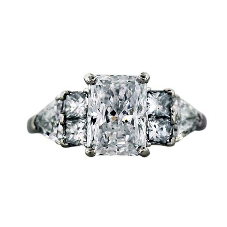 Platinum 2.42ct Radiant Cut Diamond Engagement Ring, radiant cut engagement ring