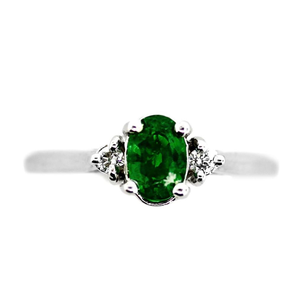 diamond white gold and tsavorite garnet ring, tsavorite, january birthstone, garnet ring