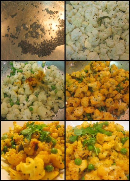 Guajarati style Cauliflower & Peas Vegetable - collage2