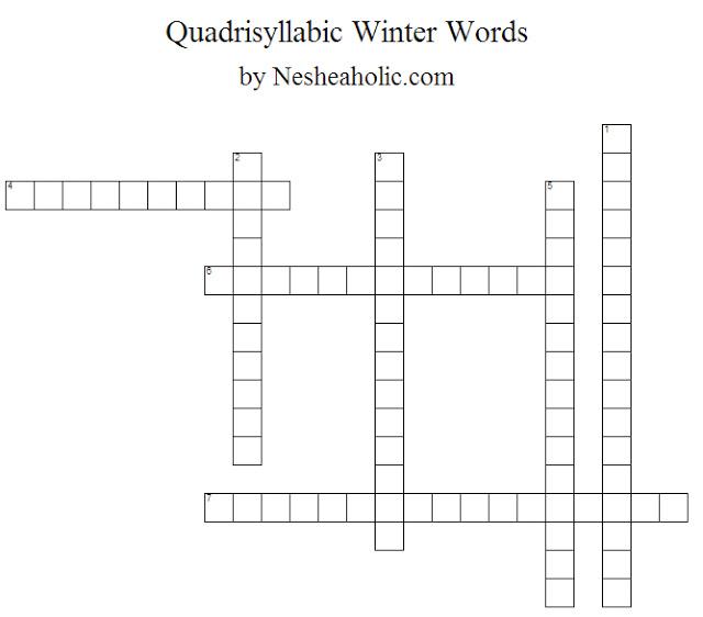 ABCs of Fall/Winter: Q is for Quadrisullabic Winter Words Crossword Puzzle