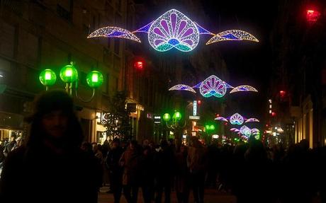Decorated streets for the Festival of Lights in Lyon, France