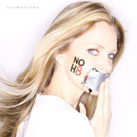 Kristin Bauer supports NOH8 campaign with bloody duct tape photo