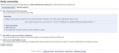 Verify Your Blog in Google Webmaster Tools