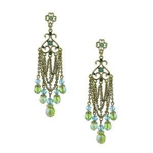 Green & Blue Hues Tapestry Chandelier Earrings