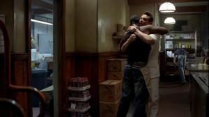 True Blood season 3 episode 12, jesus and lafayette hug after their V trip