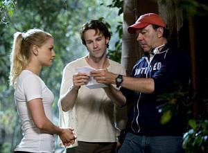 True Blood's creator, Alan Ball, with Stephen Moyer and Anna Paquin