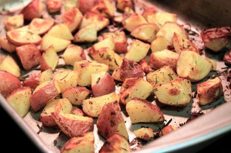 Roasted Rosemary Potatoes and Oatmeal Sunflower “Pancakes”