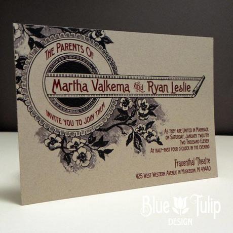 vintage floral marquis wedding invitation by Blue Tulip Design