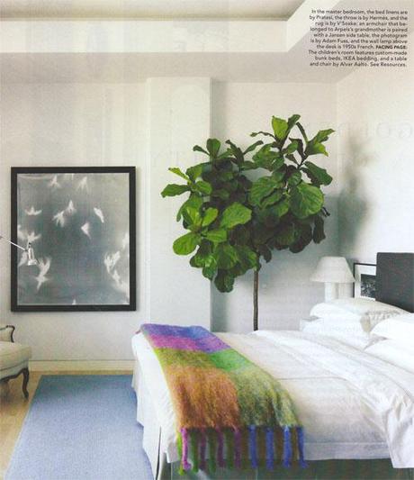 Rainbow Woven Blanket in Bedroom